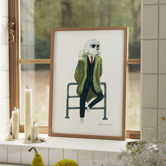 60s Mod Dog in a Parka (Great Dane) – art print
