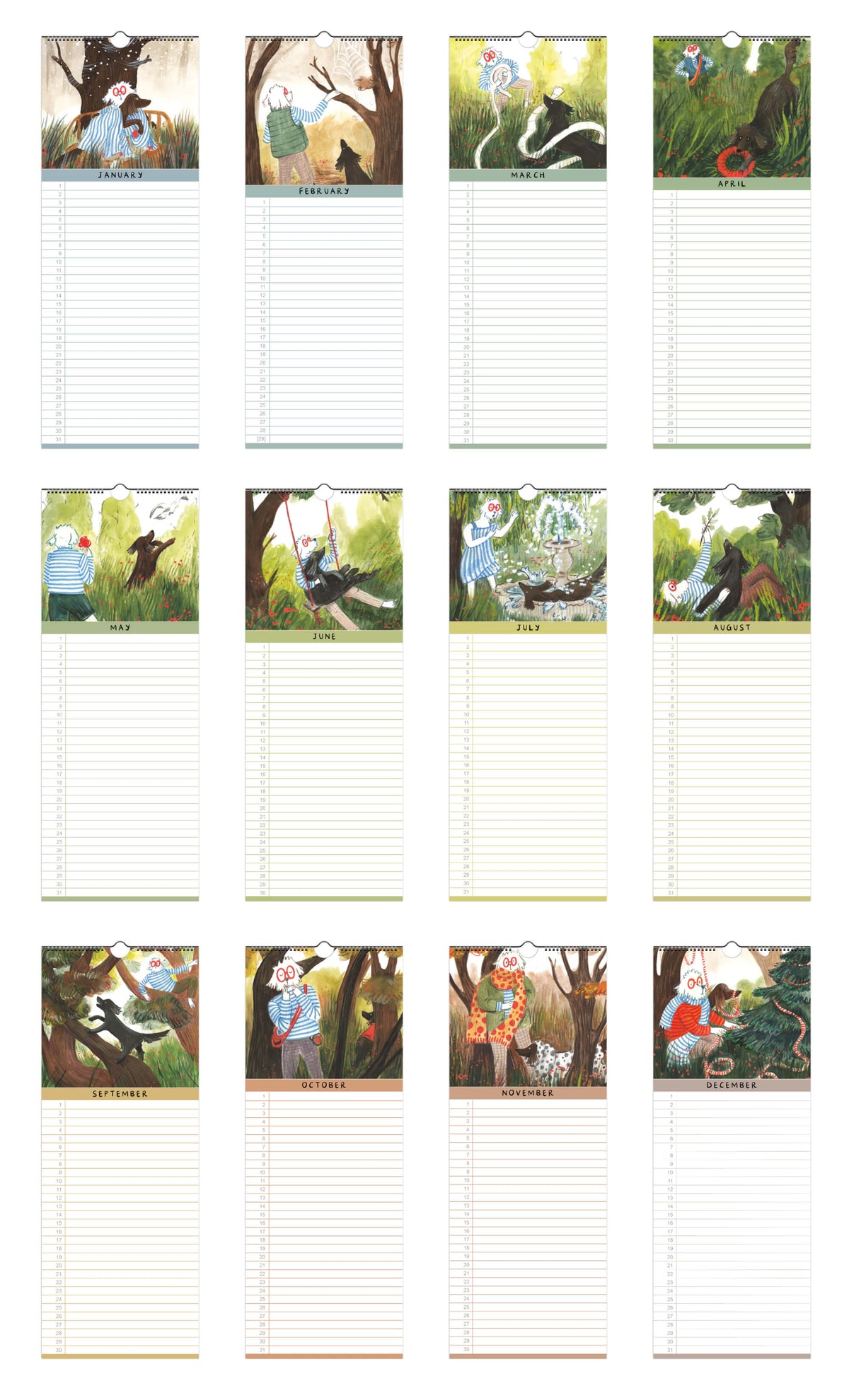 A Year of Woodland Walkies – vertical calendar