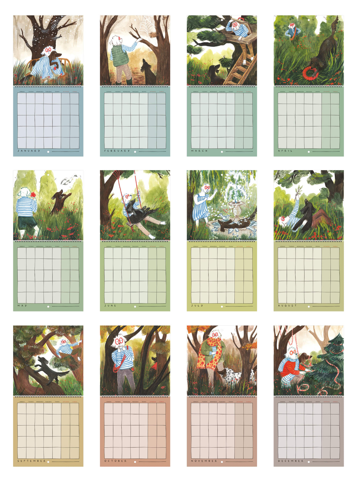 A Year of Woodland Walkies – square calendar