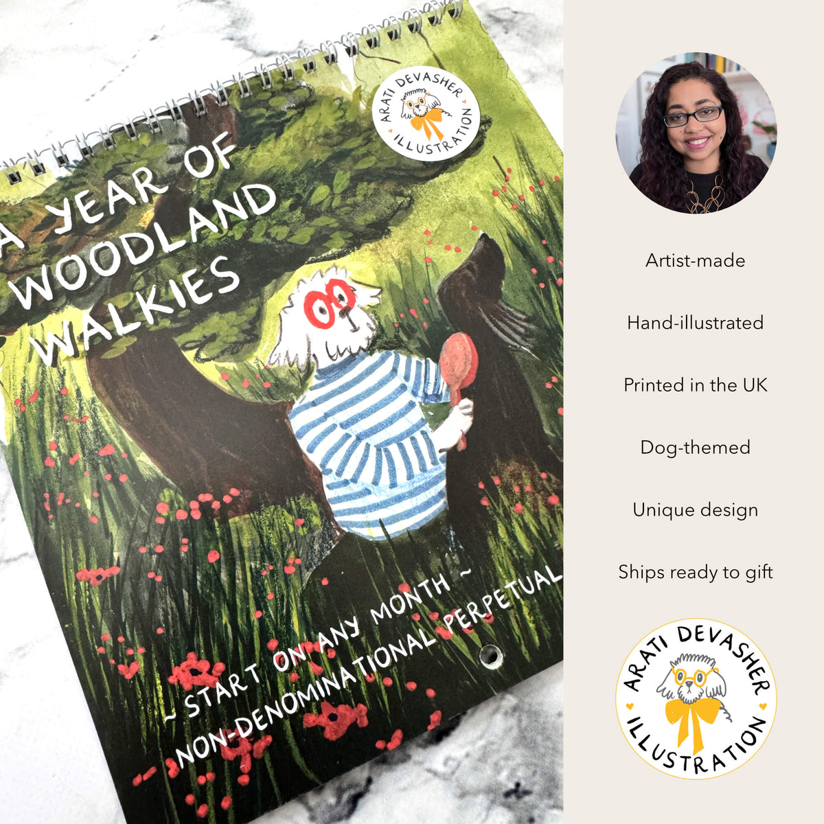 A Year of Woodland Walkies – square calendar