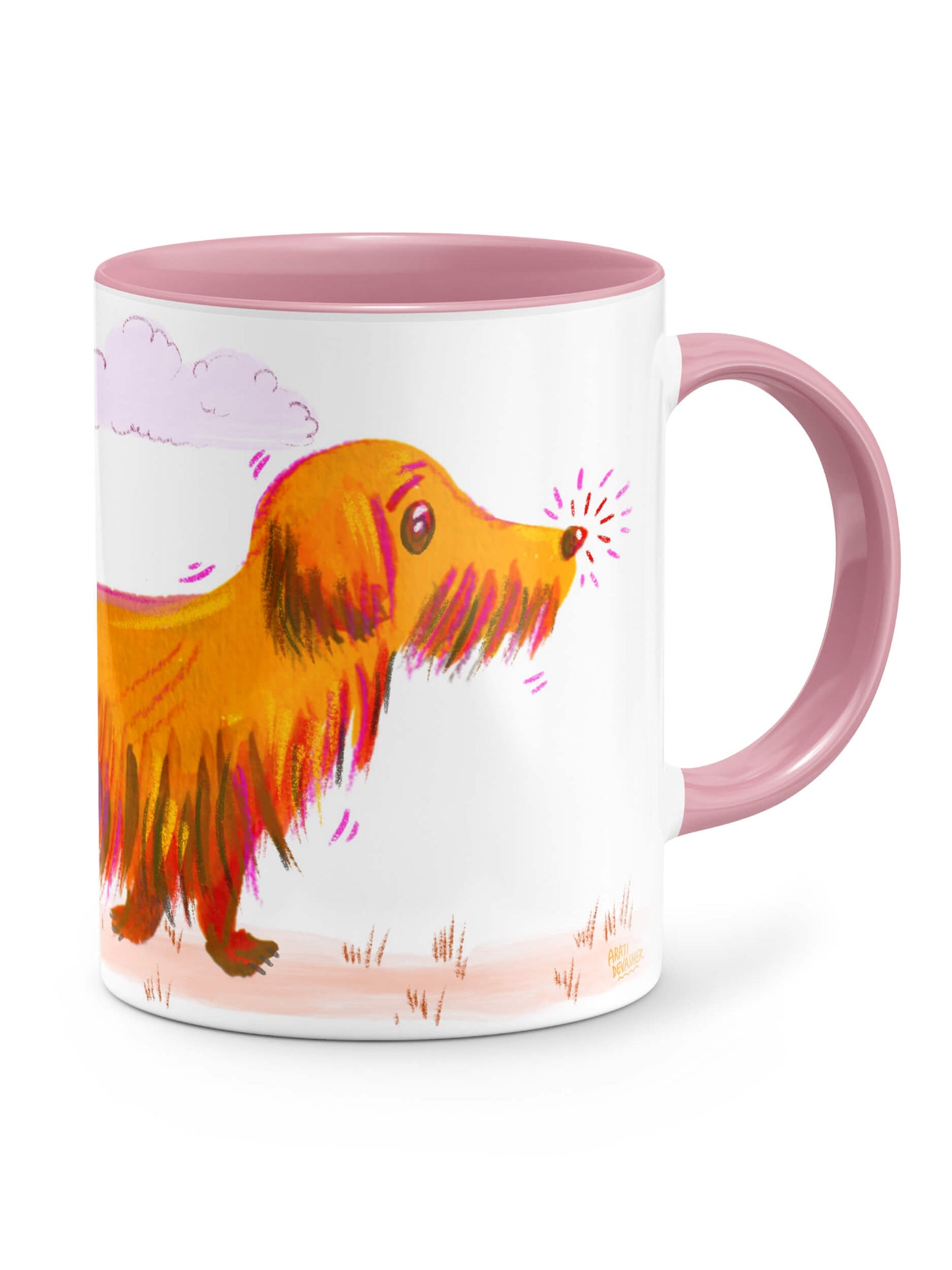 Sausage Dog Mug (pink accents) – ceramic mug