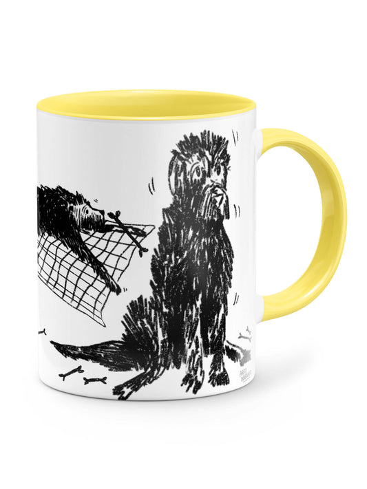 Scruffy Dogs (yellow accents) – ceramic mug