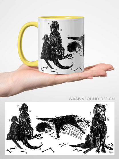 Scruffy Dogs (yellow accents) – ceramic mug