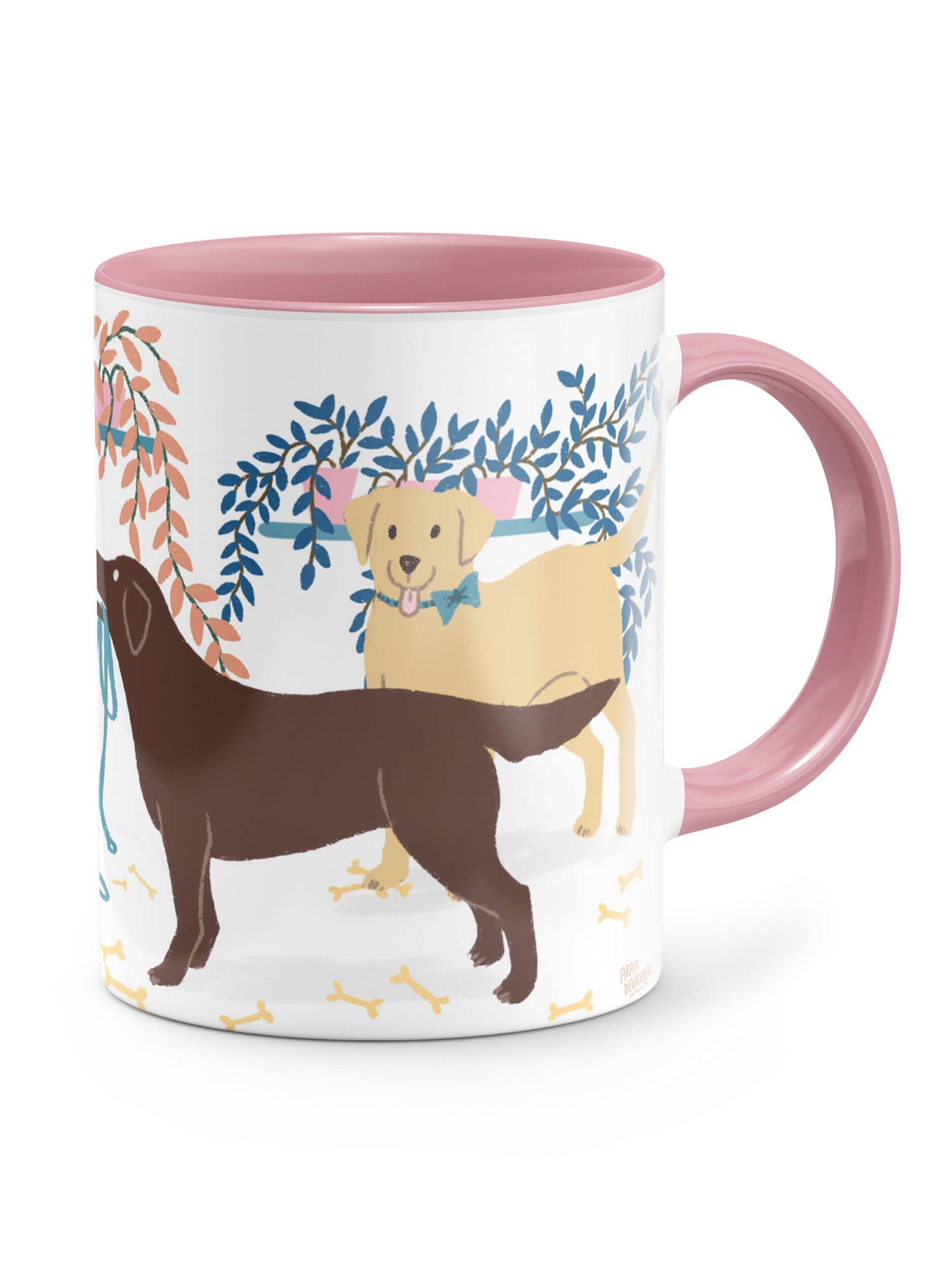 Labrador Retriever plant pups (pink accents) – ceramic mug