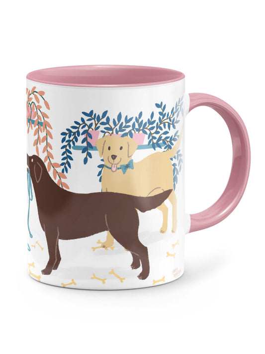 Labrador Retriever Plant Pups (pink accents) – ceramic mug