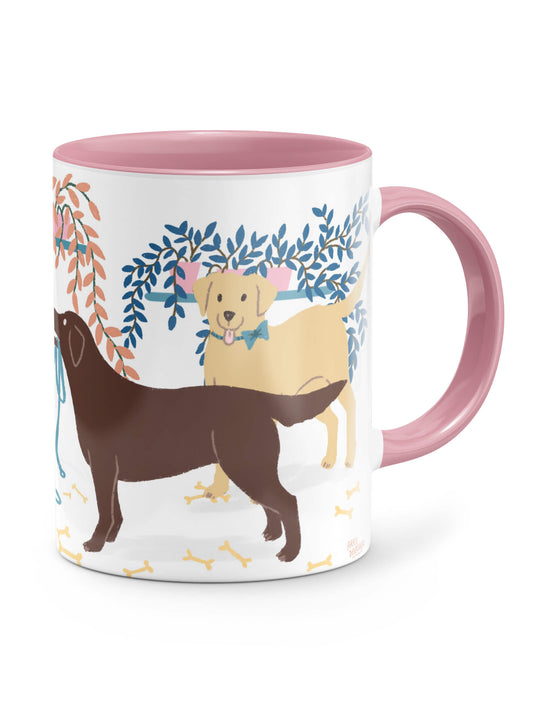 Labrador Retriever plant pups (pink accents) – ceramic mug