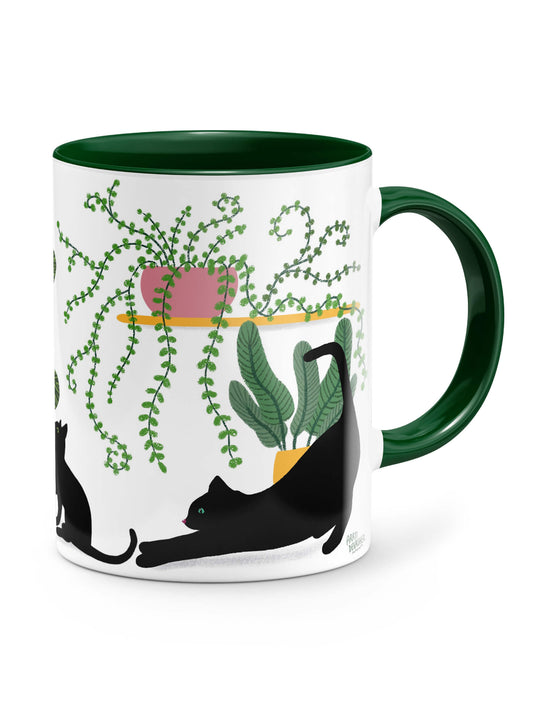 Plant Kitties Mug (green accents) – ceramic mug
