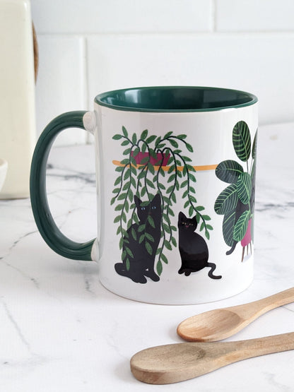 Plant Kitties Mug (green accents) – ceramic mug