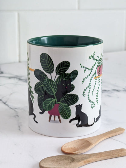 Plant Kitties Mug (green accents) – ceramic mug