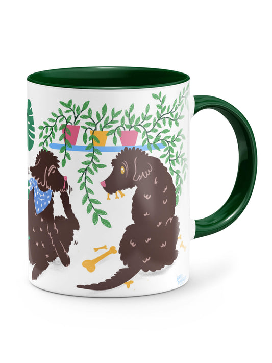 Labradoodle-Cockerpoo plant pups (green accents) – ceramic mug