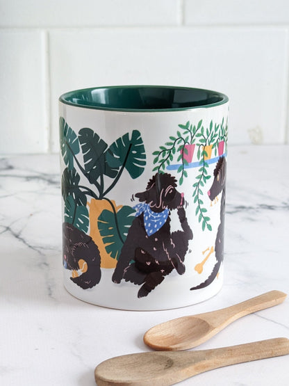 Labradoodle-Cockerpoo plant pups (green accents) – ceramic mug