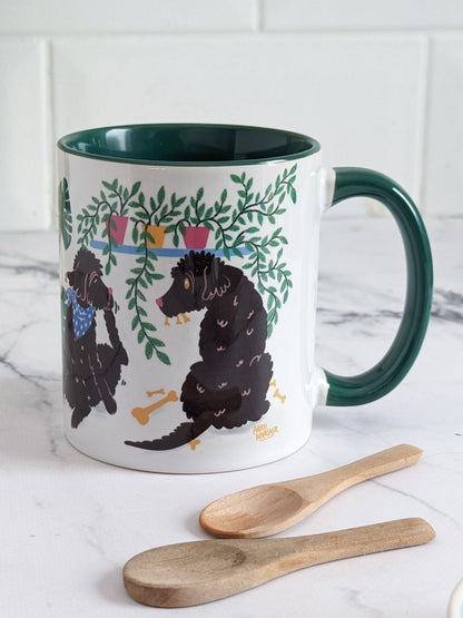 Labradoodle-Cockerpoo plant pups (green accents) – ceramic mug