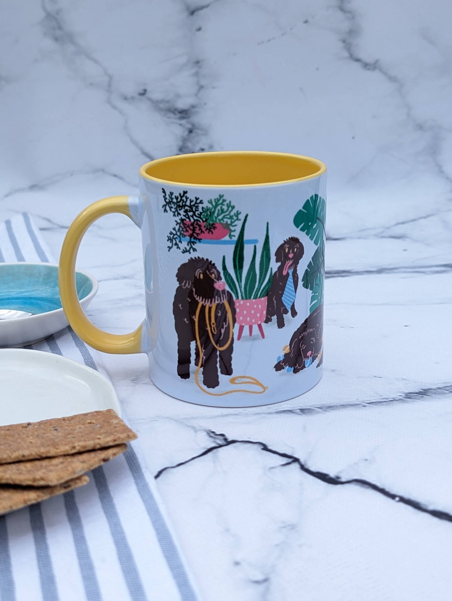 Labradoodle-Cockerpoo plant pups (yellow accents) – ceramic mug