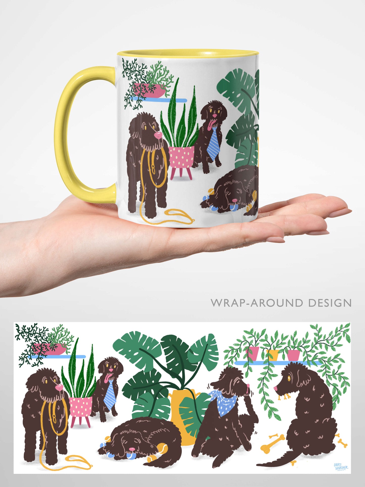 Labradoodle / Cockerpoo Plant Pups (yellow accents) – ceramic mug