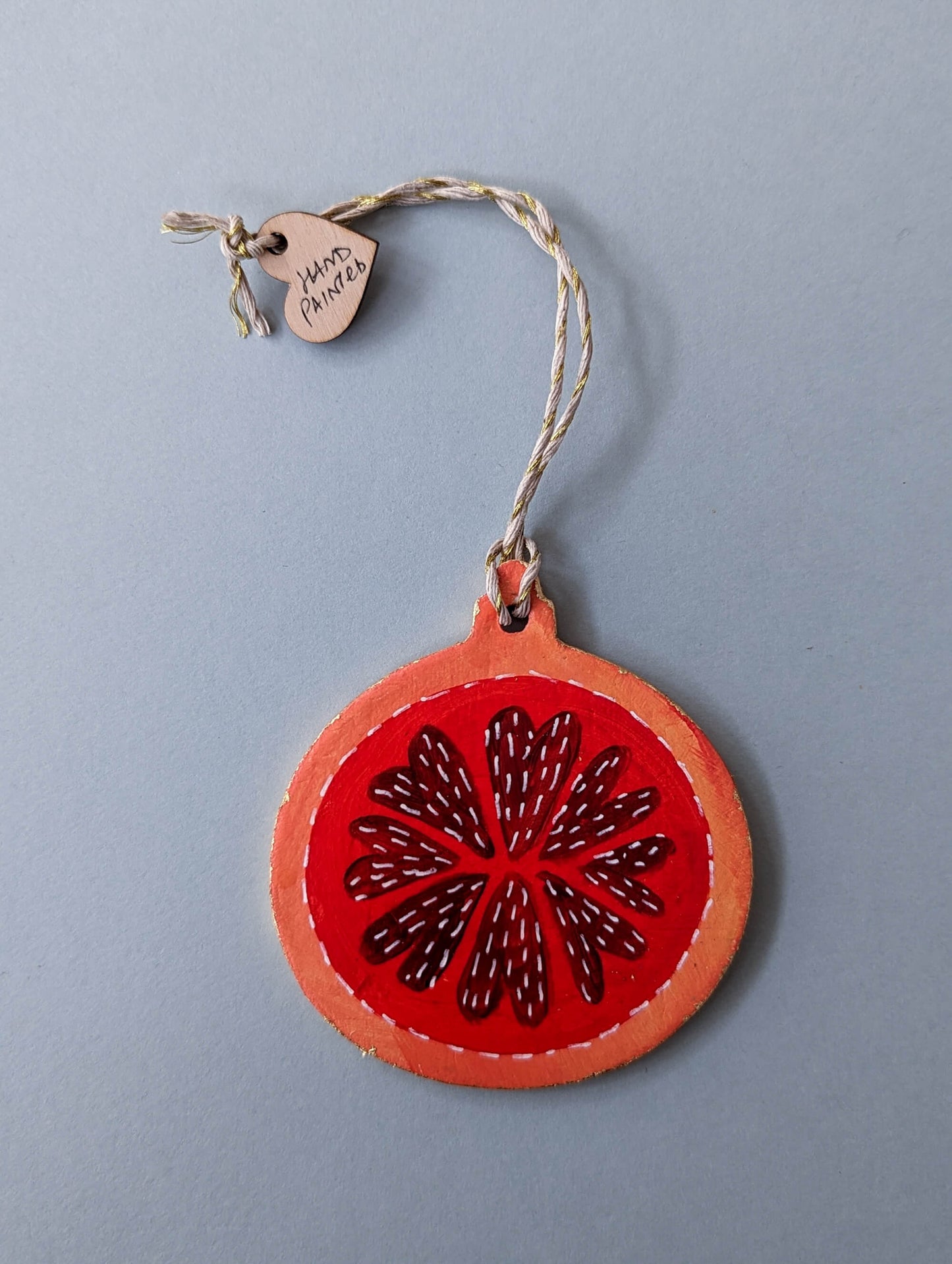 Candied Orange ornament – (end of line) hand painted bauble