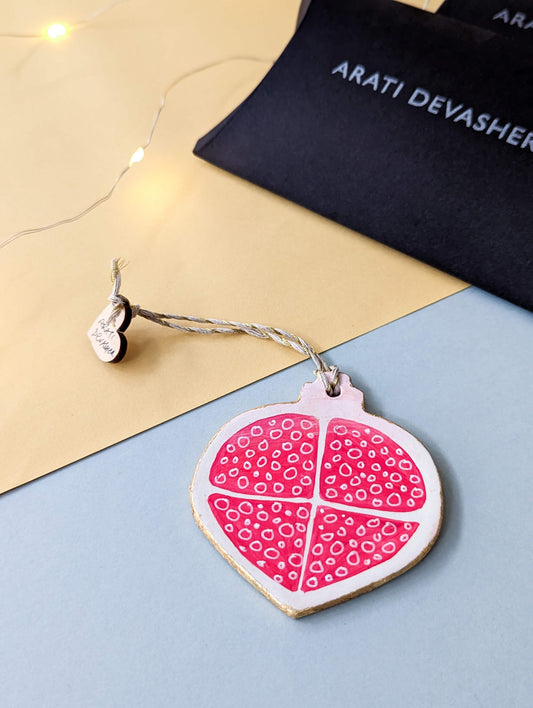 Pink Pomegranate ornament – (end of line) hand painted bauble