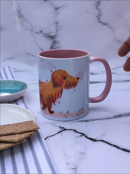 Sausage Dog Mug (pink accents) – ceramic mug