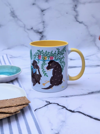 Labradoodle-Cockerpoo plant pups (yellow accents) – ceramic mug