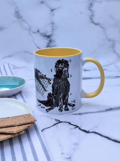 Scruffy Dogs (yellow accents) – ceramic mug