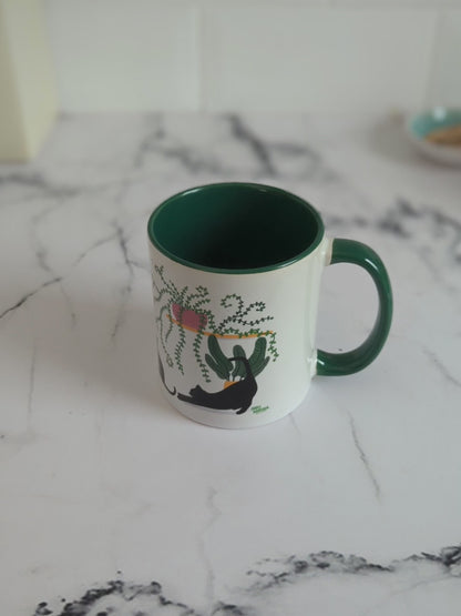 Plant Kitties Mug (green accents) – ceramic mug