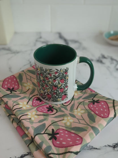 Floral: Strawberry – mug and teatowel gift set