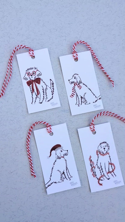 Festive Dogs – gift tag set