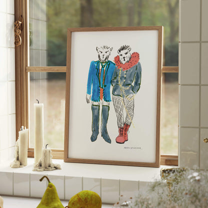 Dogs in Punk Clothes – art print