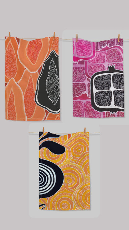 Abstract Fruits – (end of line) tea towel set of 3
