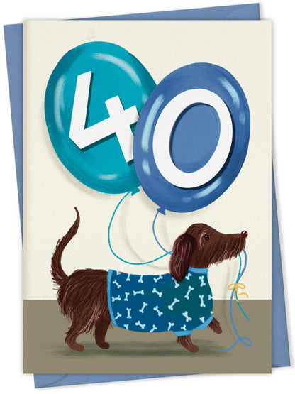 Sausage Dog Birthday Card with Age Numbers – dog greeting card