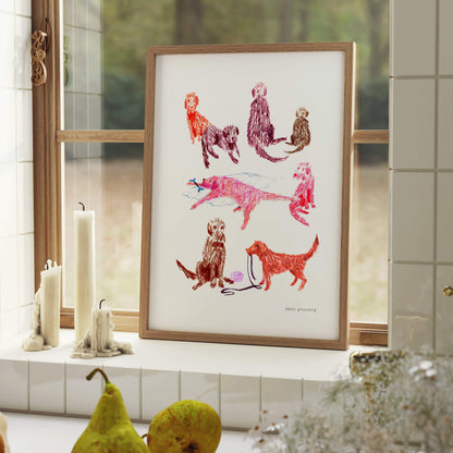 Scruffy Dogs (red) – art print