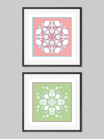 Cocktail Mandala set of 2 – (end of line) art prints