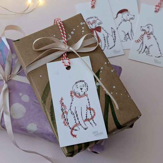 Festive Dogs – gift tag set