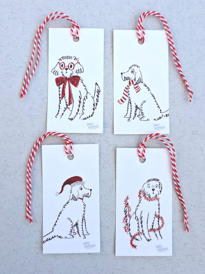 Festive Dogs – gift tag set