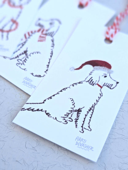 Festive Dogs – gift tag set