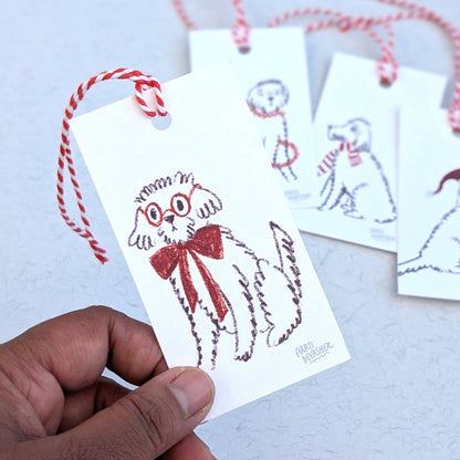 Festive Dogs – gift tag set