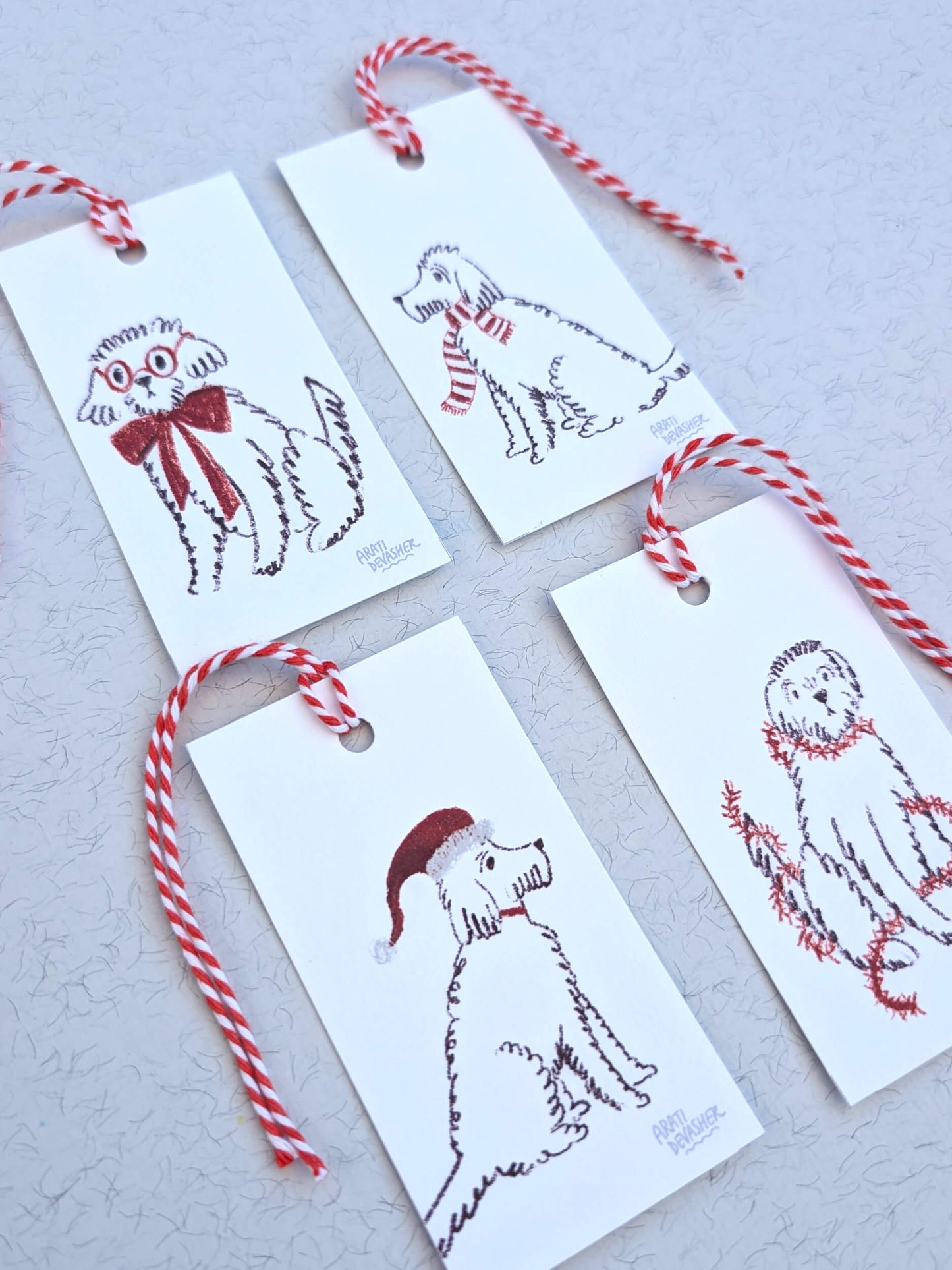 Festive Dogs – gift tag set