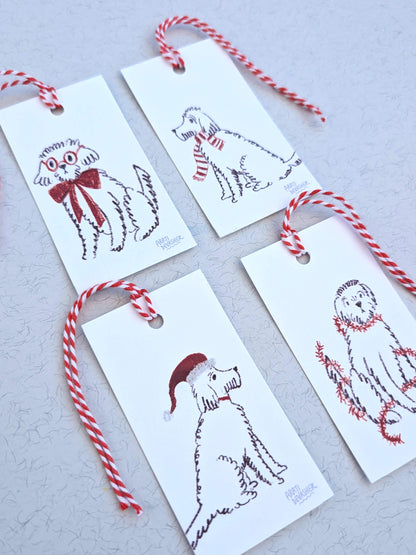 Festive Dogs – gift tag set
