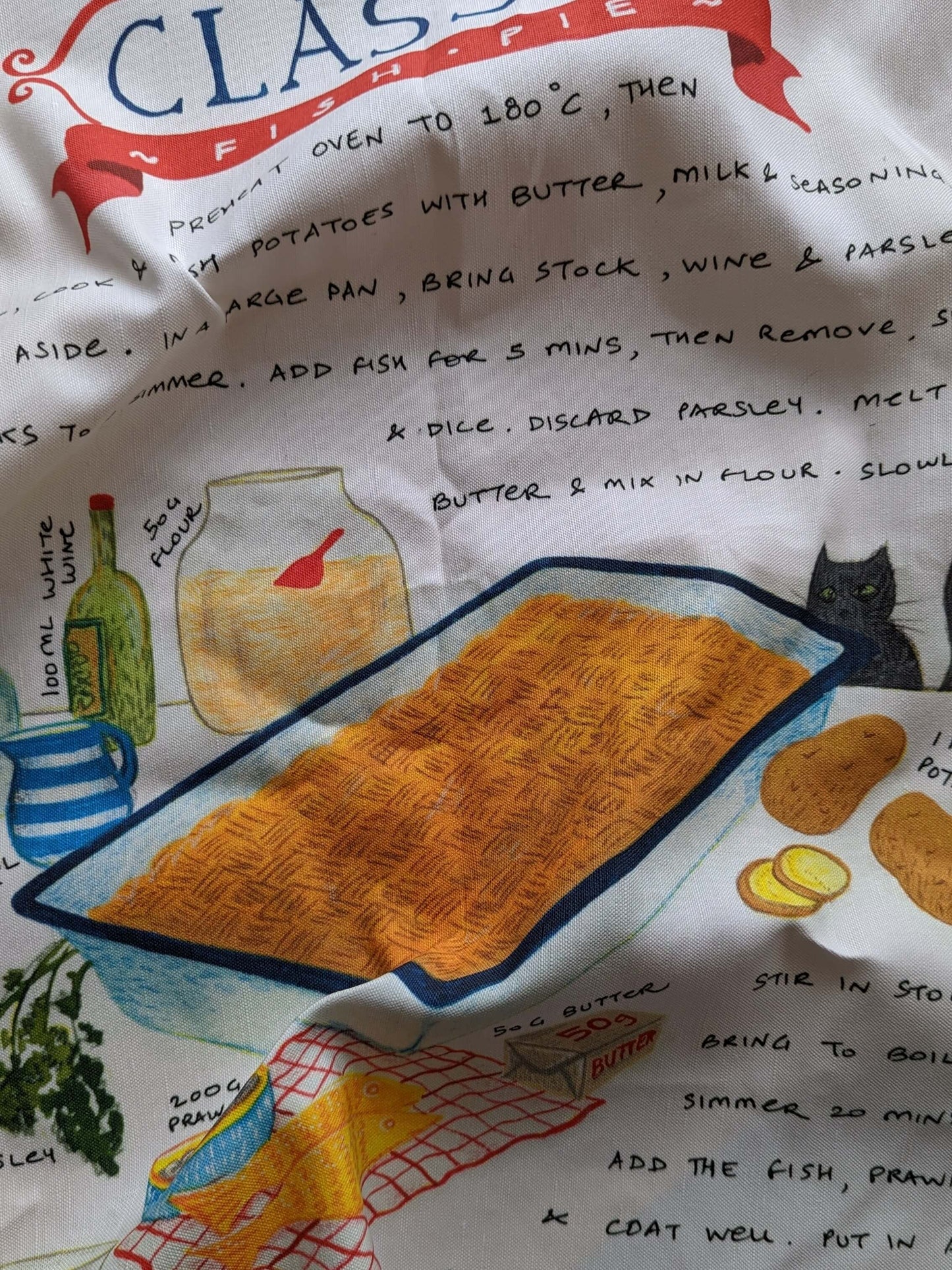 Classic Fish Pie recipe – (end of line) tea towel / wall hanging