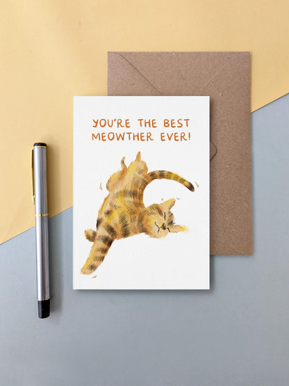 You're the Best Meowther Ever (ginger cat) – greeting card