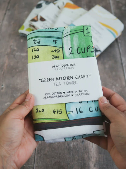 Green Kitchen Chart – tea towel / wall hanging