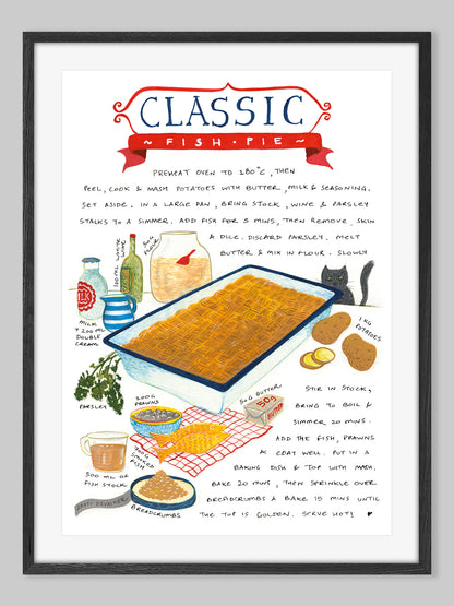 Classic Fish Pie recipe illustration – art print