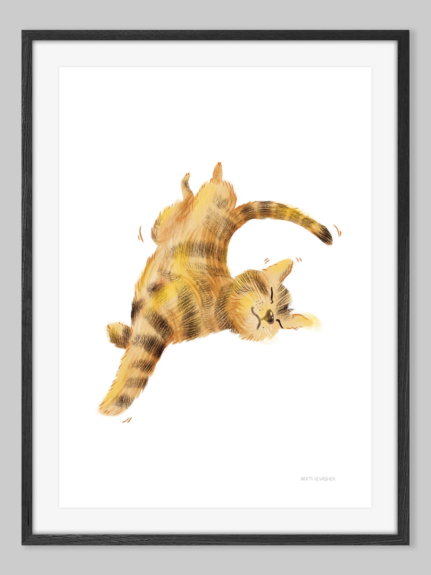 Stretching Feline (ginger cat) – art print