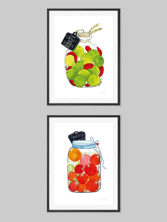 A Pair of Pickle Jars – set of 2 art prints