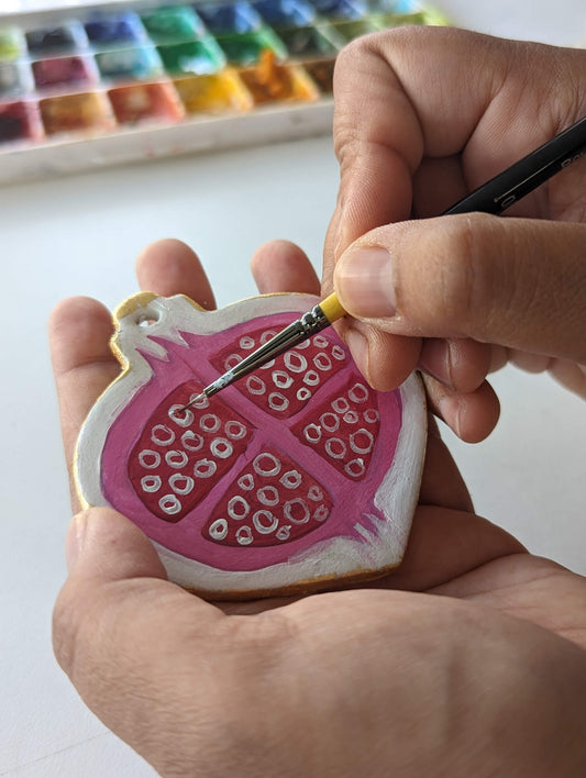Pink Pomegranate ornament – (end of line) hand painted bauble