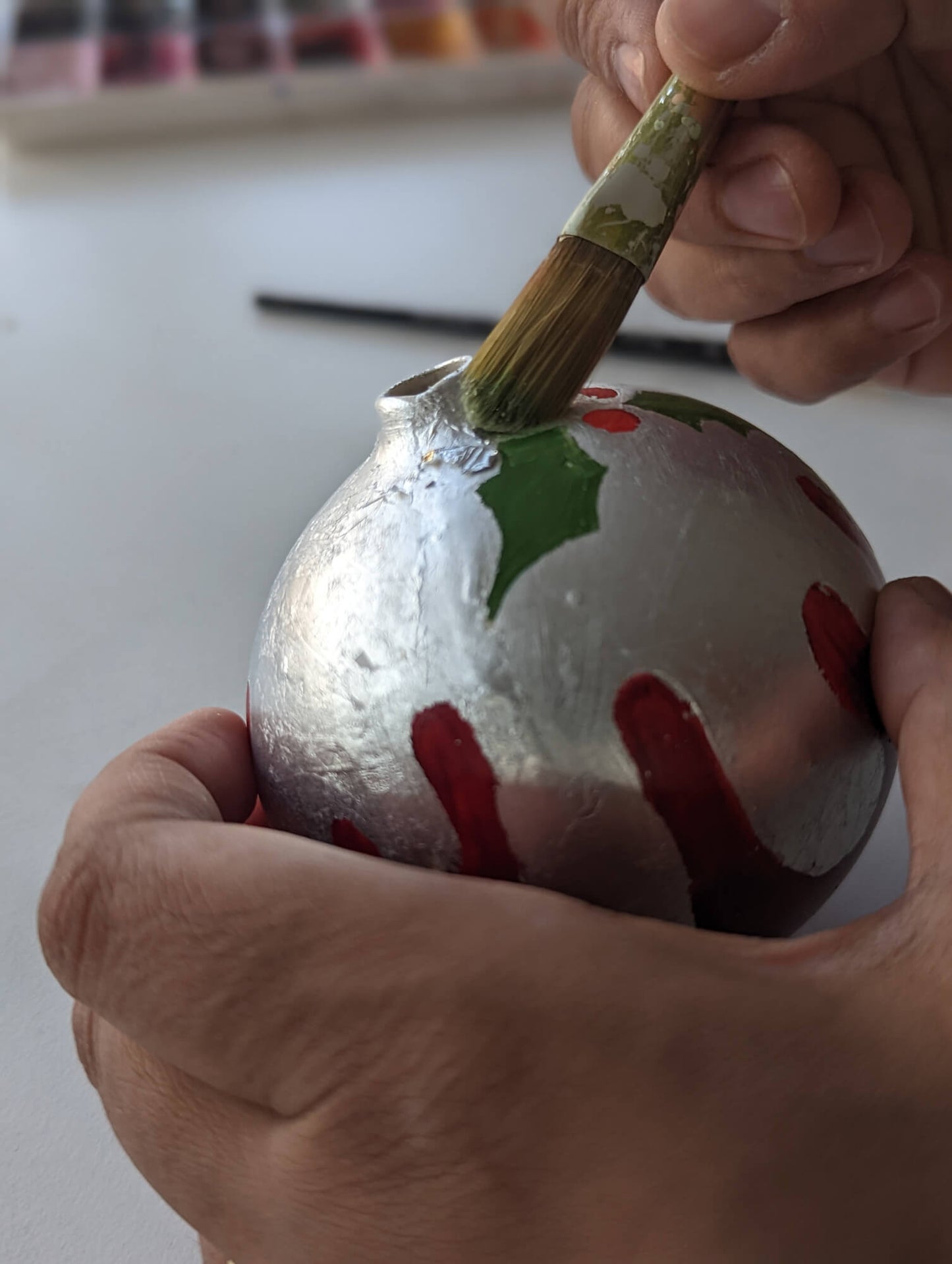 Figgy Pudding ornament – hand painted bauble