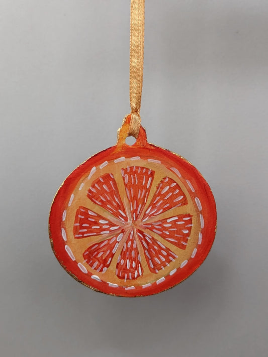 A Candied Orange ornament – hand painted bauble