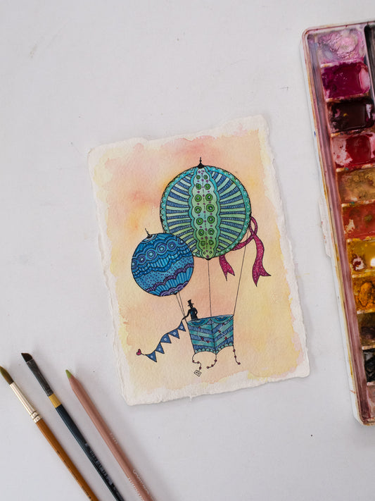 Balloon Adventure – watercolour painting