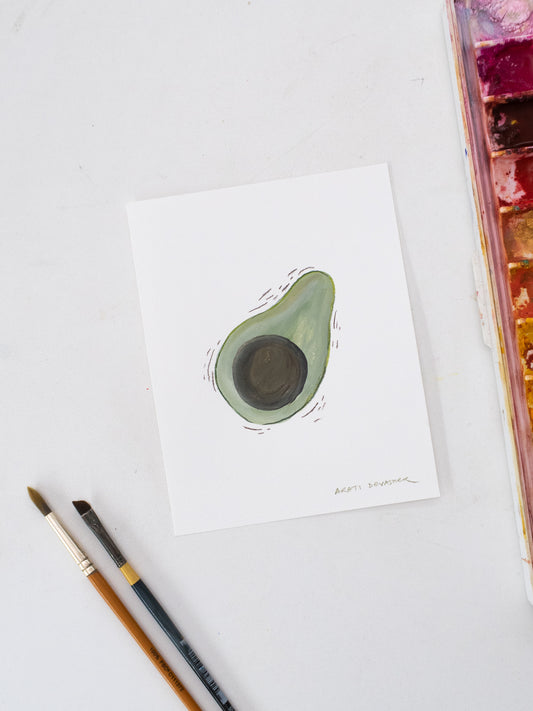 Avocado – gouache painting