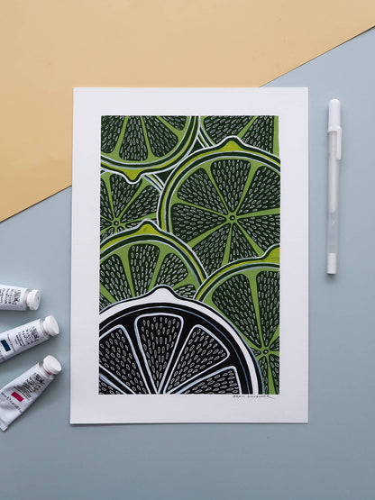 Lime Citrus – gouache painting