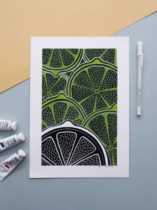 Lime Citrus – gouache painting